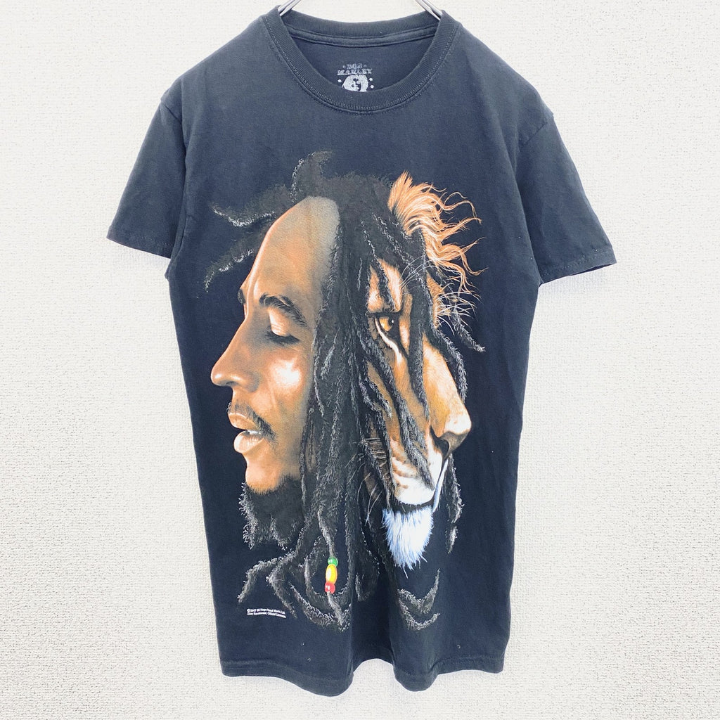 古着 used　BOB MARLEY　ボブマーリー　半袖プリントTシャツ　レゲエ　音楽　ライオン　黒　ヴィンテージ　Sサイズ