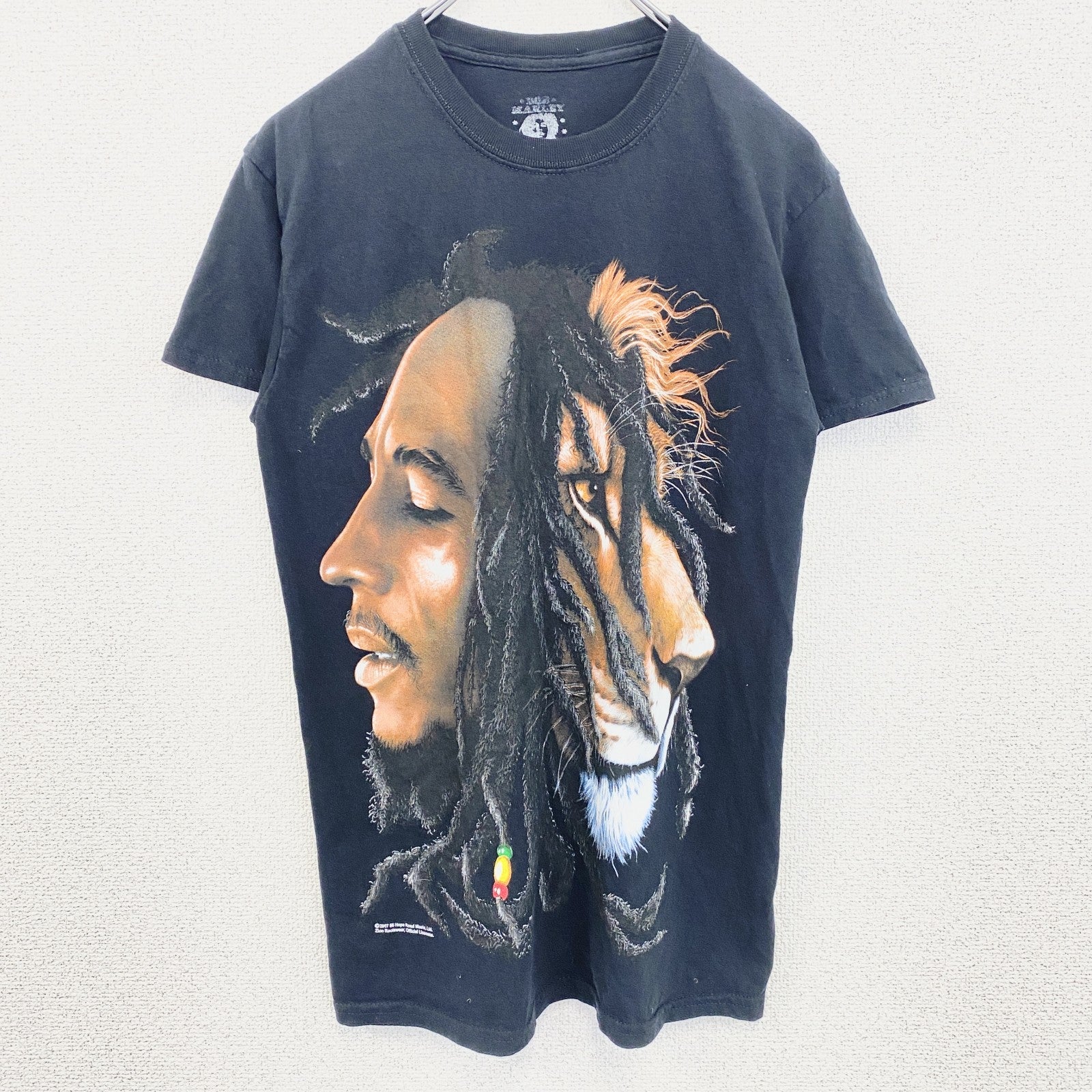 古着 used　BOB MARLEY　ボブマーリー　半袖プリントTシャツ　レゲエ　音楽　ライオン　黒　ヴィンテージ　Sサイズ