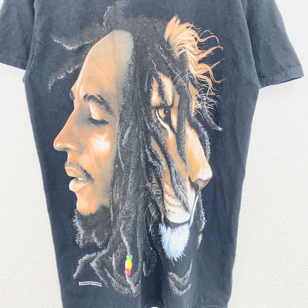 古着 used　BOB MARLEY　ボブマーリー　半袖プリントTシャツ　レゲエ　音楽　ライオン　黒　ヴィンテージ　Sサイズ