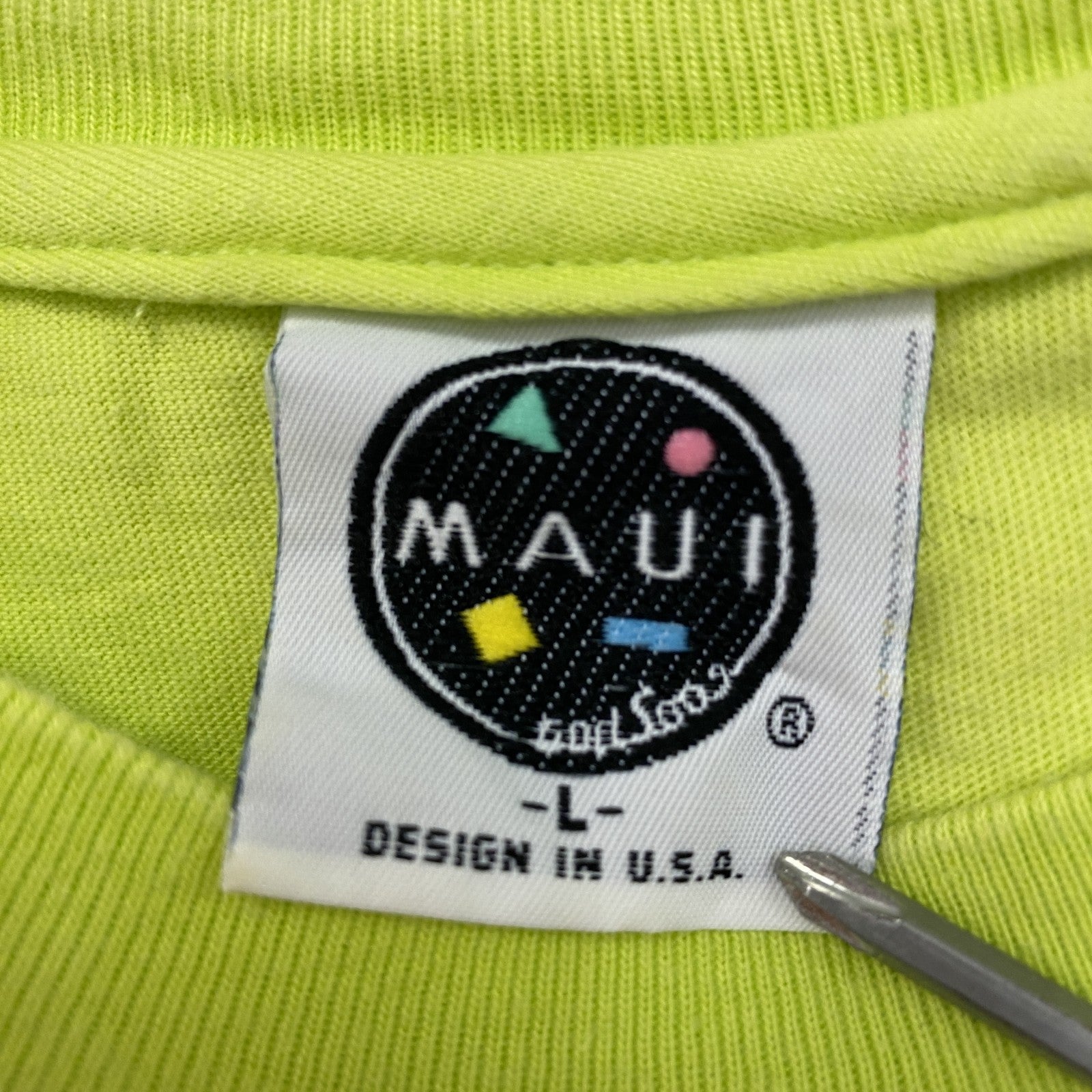 ～90s　MAUI&Sons　半袖プリントTシャツ　シングルステッチ　サメ　ヴィンテージ　緑　ライトグリーン　Lサイズ