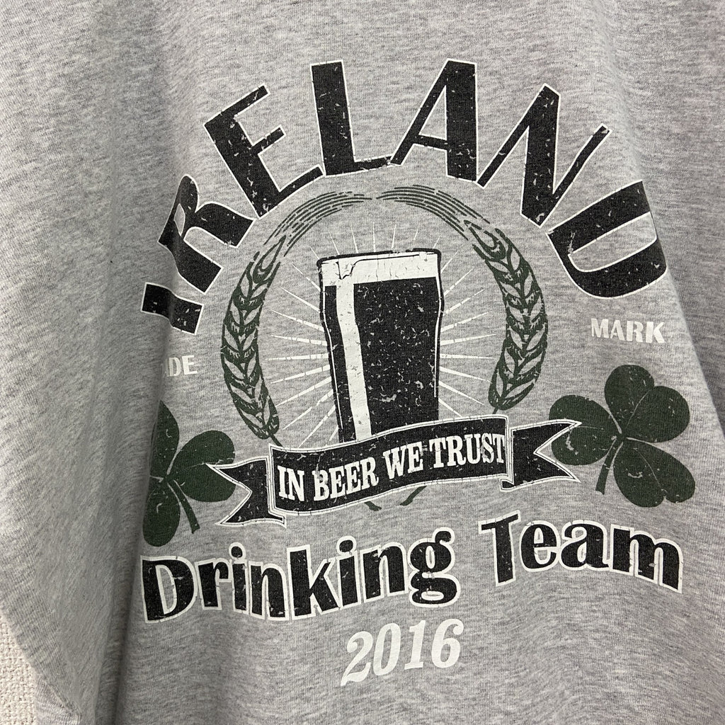 古着 used　FRUIT OF THE LOOM　半袖プリントTシャツ　アイルランド　クルーネック　レトロ　グレー　XLサイズ