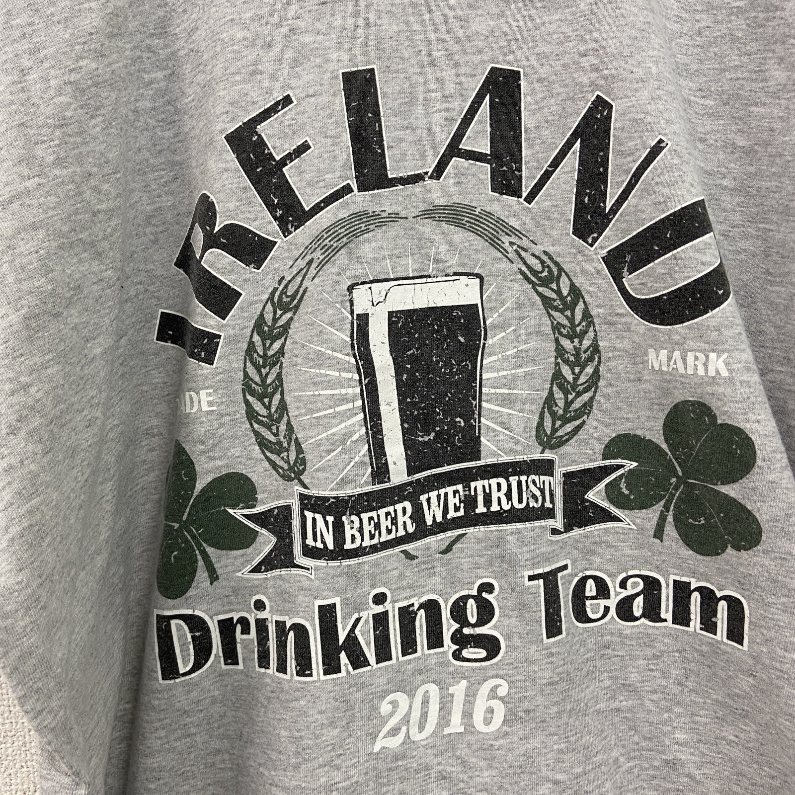 古着 used　FRUIT OF THE LOOM　半袖プリントTシャツ　アイルランド　クルーネック　レトロ　グレー　XLサイズ