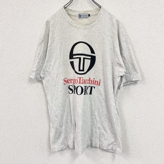 SergioTacchini　半袖プリントTシャツ　シングルステッチ　霜降りグレー　Lサイズ