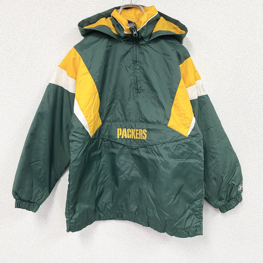 90s～　Reebok　リーボック　NFL　PACKERS　パッカーズ　ナイロンアノラックパーカー　グリーン　L(14－16)サイズ