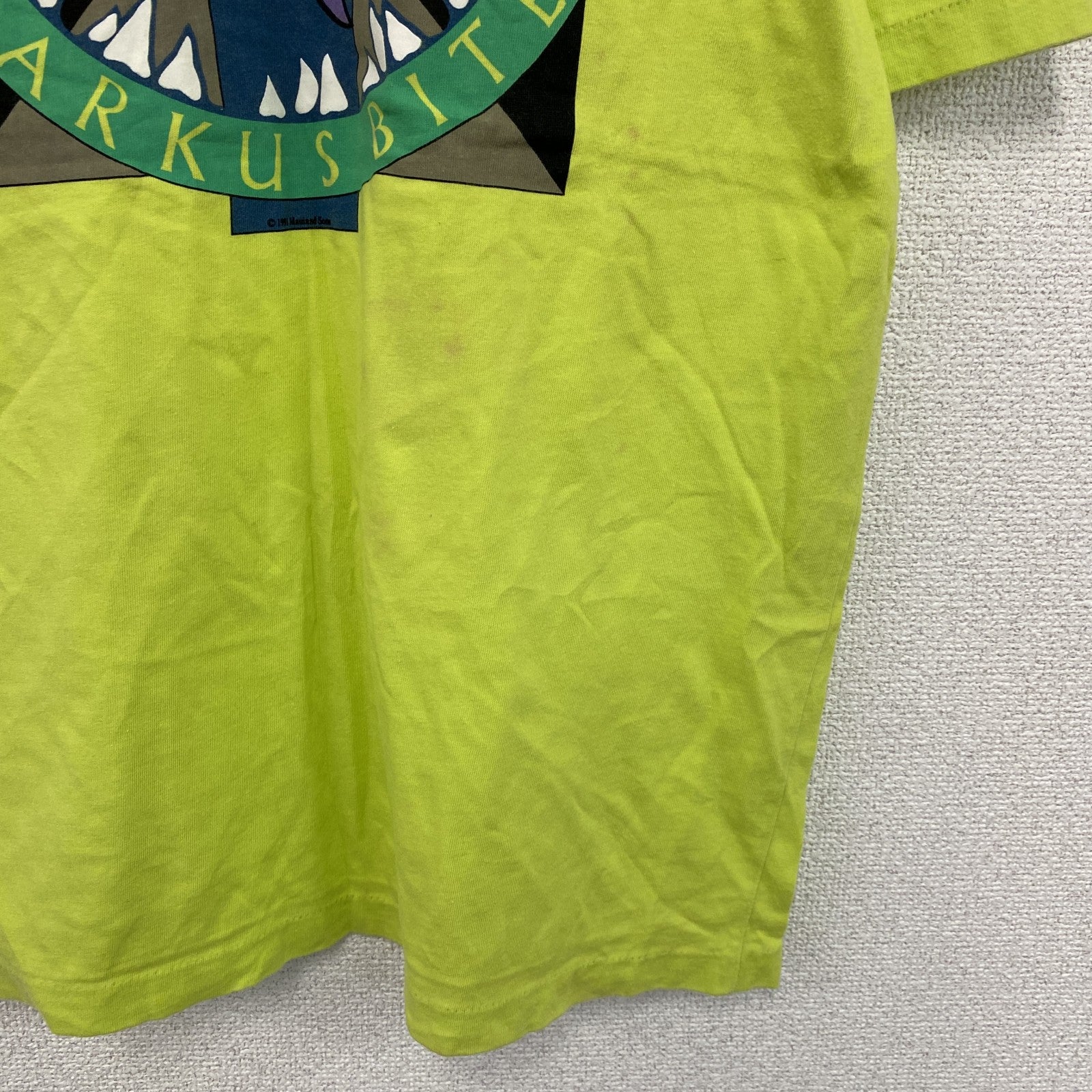 ～90s　MAUI&Sons　半袖プリントTシャツ　シングルステッチ　サメ　ヴィンテージ　緑　ライトグリーン　Lサイズ