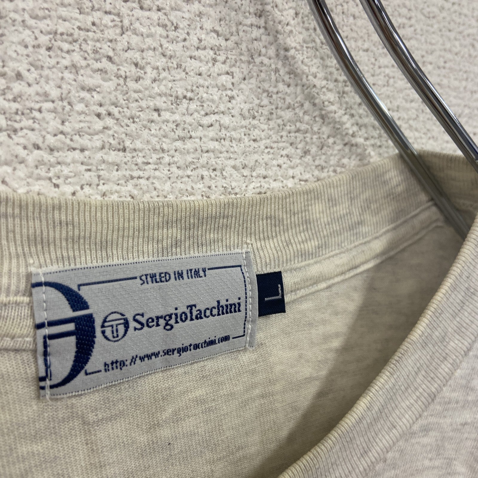 SergioTacchini　半袖プリントTシャツ　シングルステッチ　霜降りグレー　Lサイズ