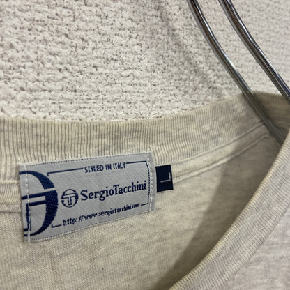 SergioTacchini　半袖プリントTシャツ　シングルステッチ　霜降りグレー　Lサイズ