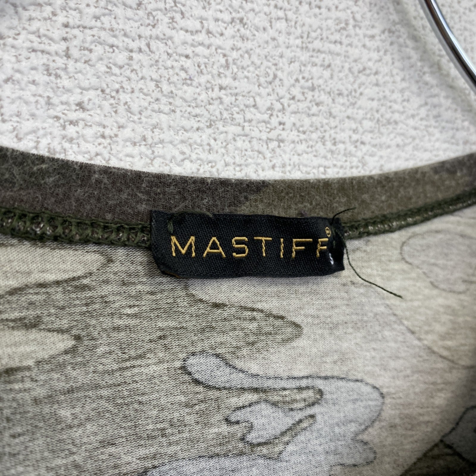 古着 used　MASTIFF　半袖迷彩柄プリントTシャツ　カモフラ　CASA　クルーネック　緑　グリーン　Sサイズ