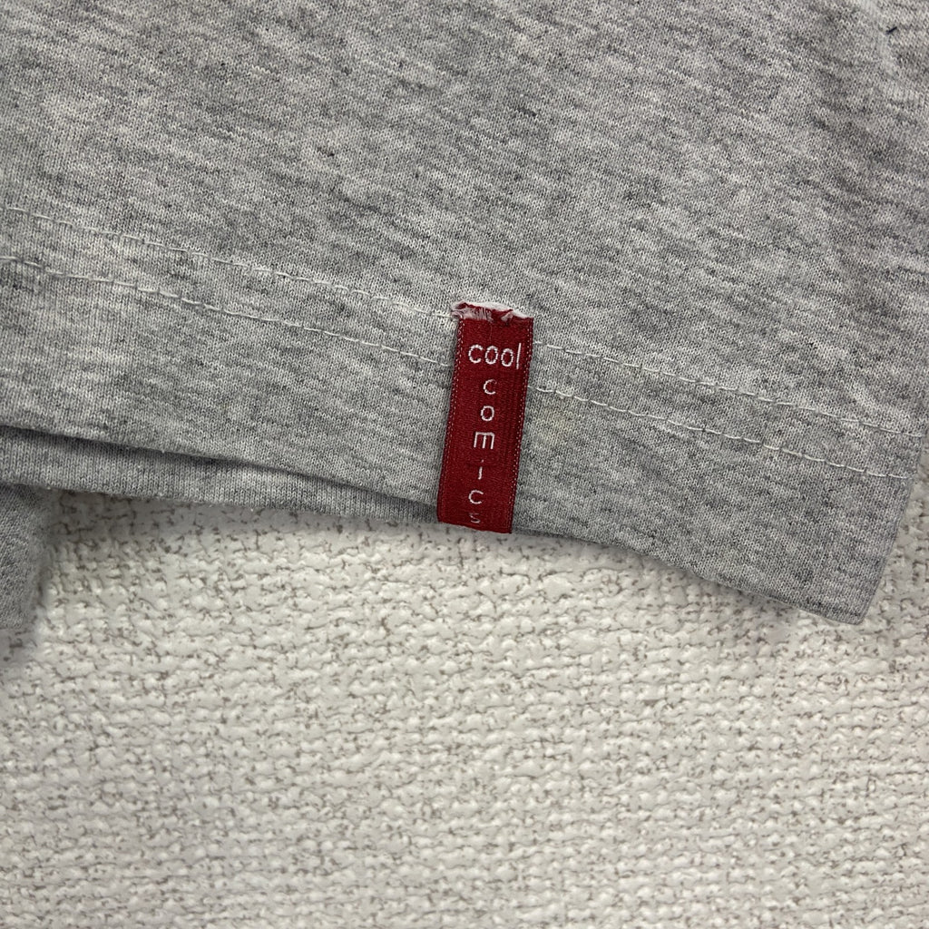 古着 used　長袖アニマルプリントTシャツ　犬　ブルドッグ　骨　ボーン　クルーネック　レトロデザイン　灰　グレー　