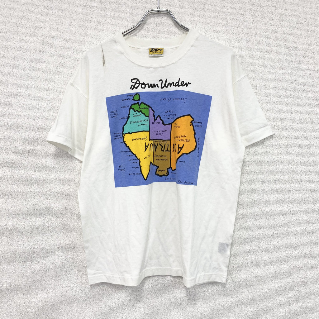 90s　Ken Done　ケンドーン　半袖プリントTシャツ　オーストラリア　地図　ヴィンテージ　白　ホワイト　Sサイズ