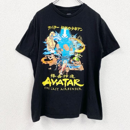 古着 used　アバター 伝説の少年アン　AVATAR　半袖アニメプリントTシャツ　レトロ　クルーネック　黒　ブラック　Mサイズ
