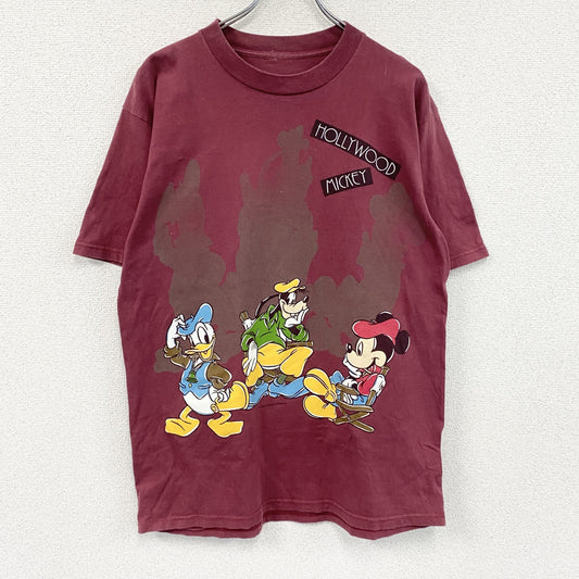 Disney　ディズニー　Mickey Mouse　ミッキーマウス　半袖プリントTシャツ　ボルドー　カシスレッド