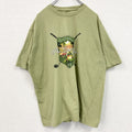 古着 used　puritan　半袖スポーツプリントTシャツ　レトロデザイン　ゴルフ　クルーネック　緑　グリーン　XL/XGサイズ
