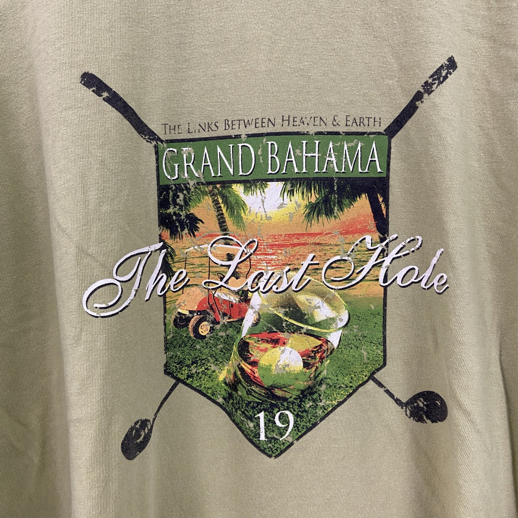 古着 used　puritan　半袖スポーツプリントTシャツ　レトロデザイン　ゴルフ　クルーネック　緑　グリーン　XL/XGサイズ