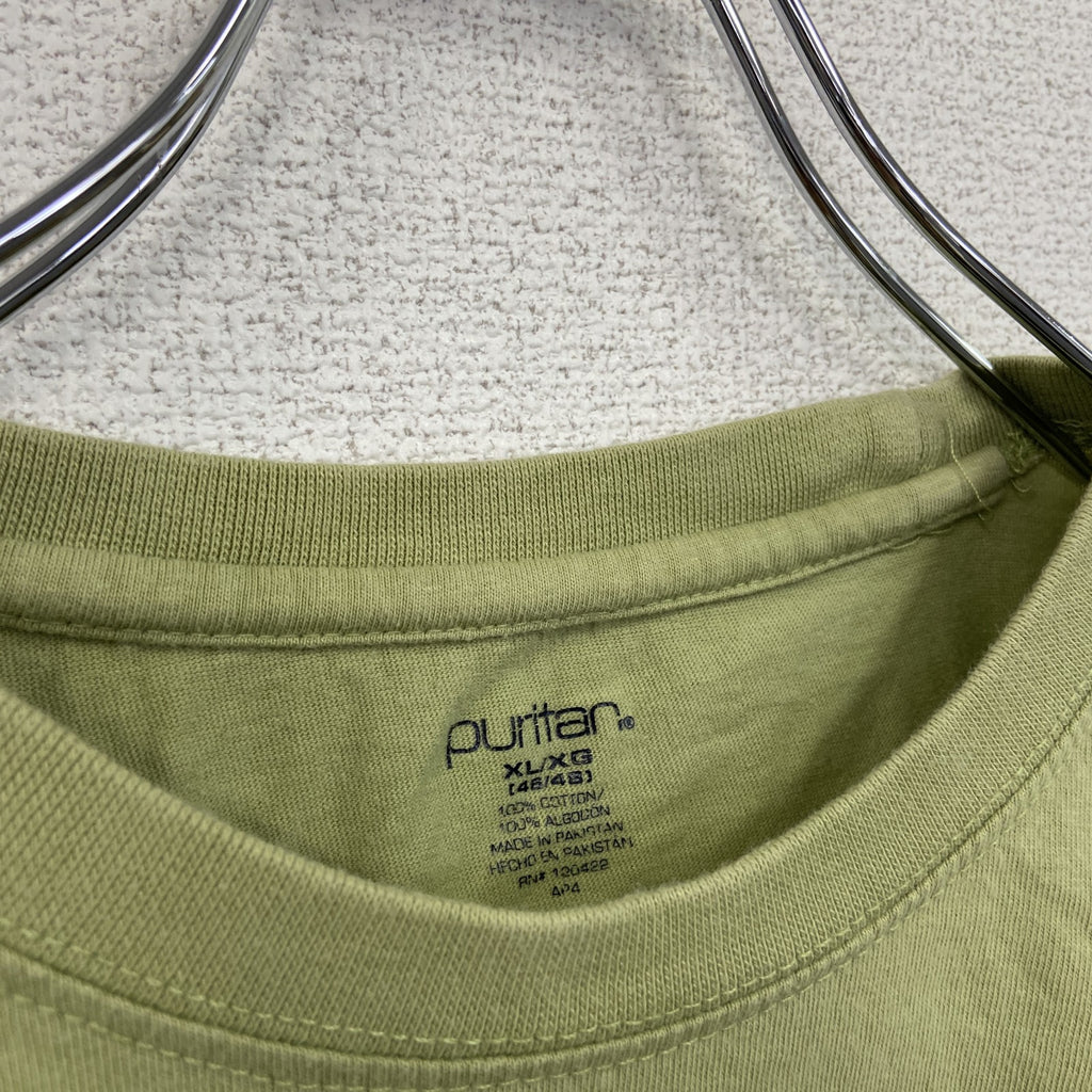 古着 used　puritan　半袖スポーツプリントTシャツ　レトロデザイン　ゴルフ　クルーネック　緑　グリーン　XL/XGサイズ