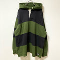 古着 used　Levi’s リーバイス　長袖ハーフボタンパーカー　ボーダー柄　緑　黒　レトロデザイン　Lサイズ