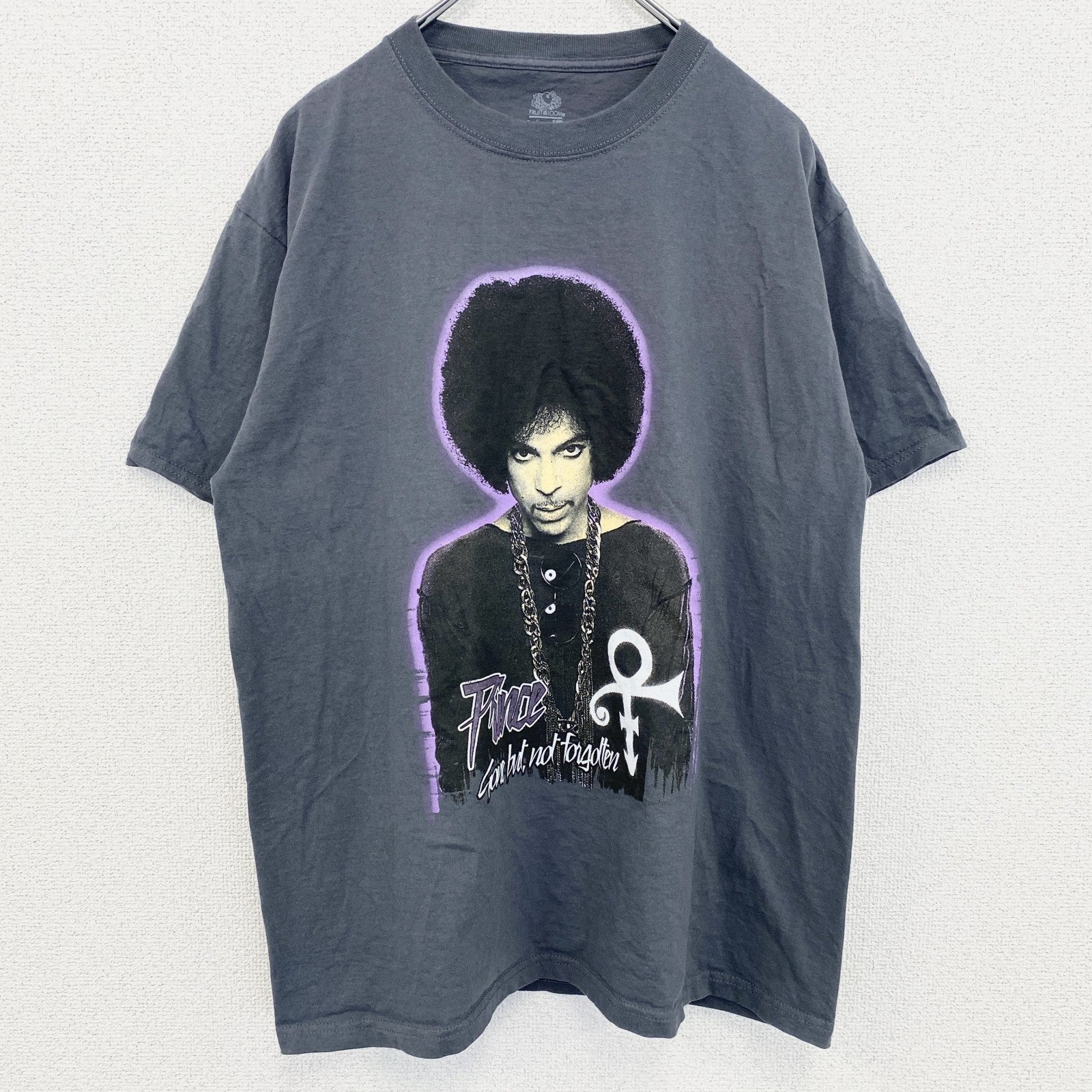 古着 used　フルーツオブザルーム　半袖フォトプリントTシャツ　ロックT　クルーネック　グレー　レトロデザイン　Lサイズ