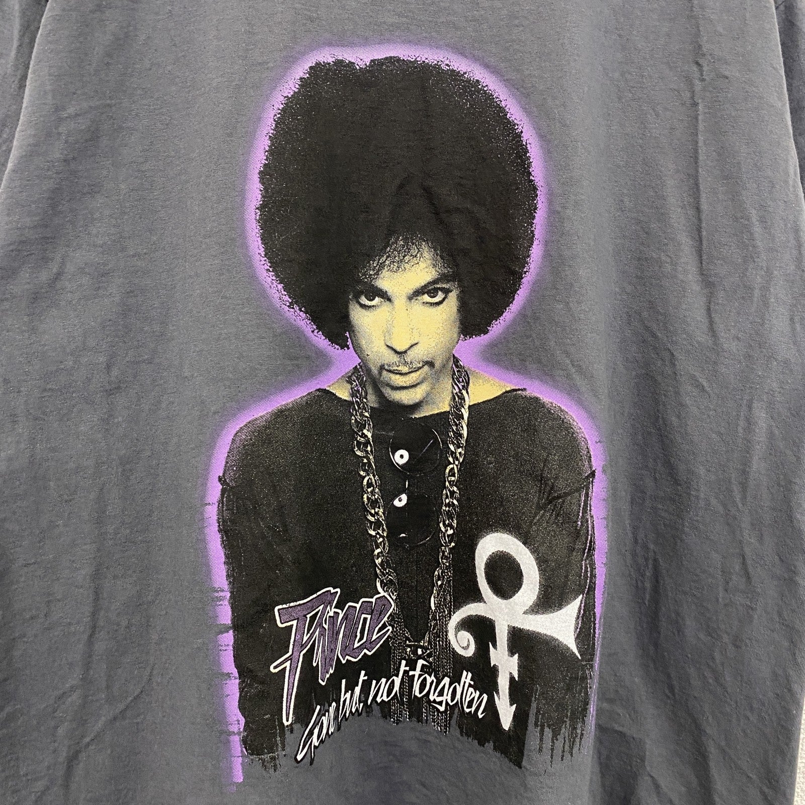 古着 used　フルーツオブザルーム　半袖フォトプリントTシャツ　ロックT　クルーネック　グレー　レトロデザイン　Lサイズ