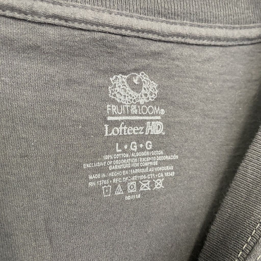 古着 used　フルーツオブザルーム　半袖フォトプリントTシャツ　ロックT　クルーネック　グレー　レトロデザイン　Lサイズ