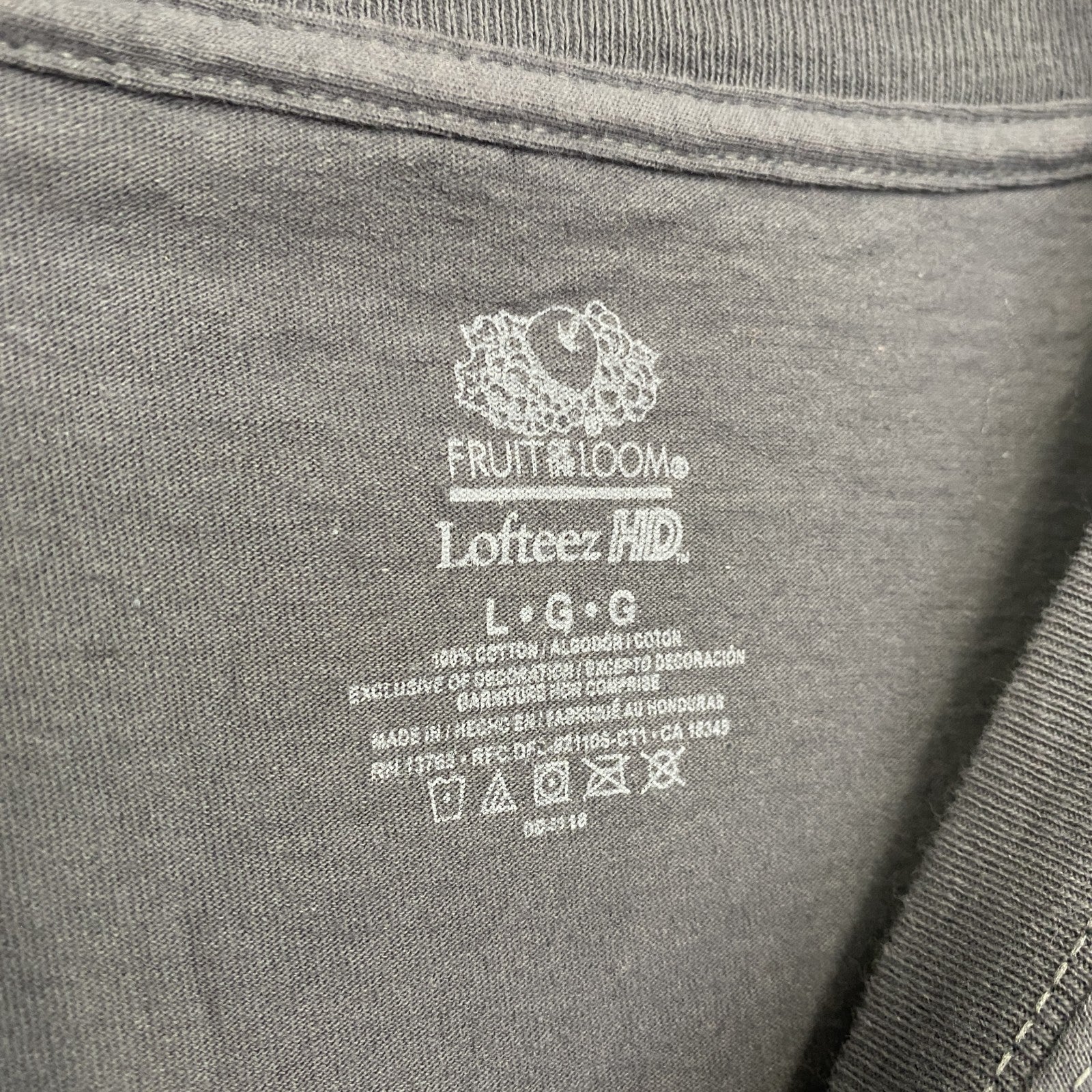 古着 used　フルーツオブザルーム　半袖フォトプリントTシャツ　ロックT　クルーネック　グレー　レトロデザイン　Lサイズ