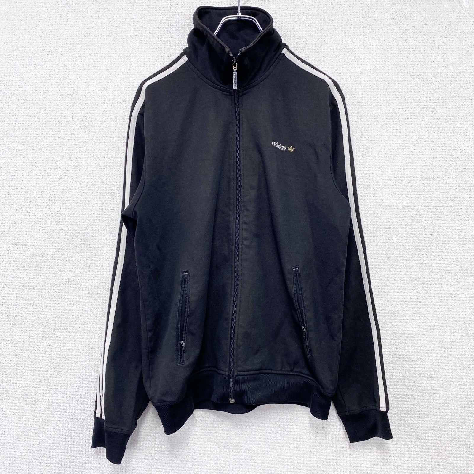 adidas　アディダス　トラックジャケット/ジャージ　トレフォイルロゴ　黒　ブラック　Lサイズ