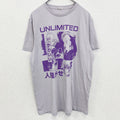 古着 used　STREETWEAR SOCIETY　半袖キャラクタープリントTシャツ　UNLIMITED　ライトピンク　Mサイズ