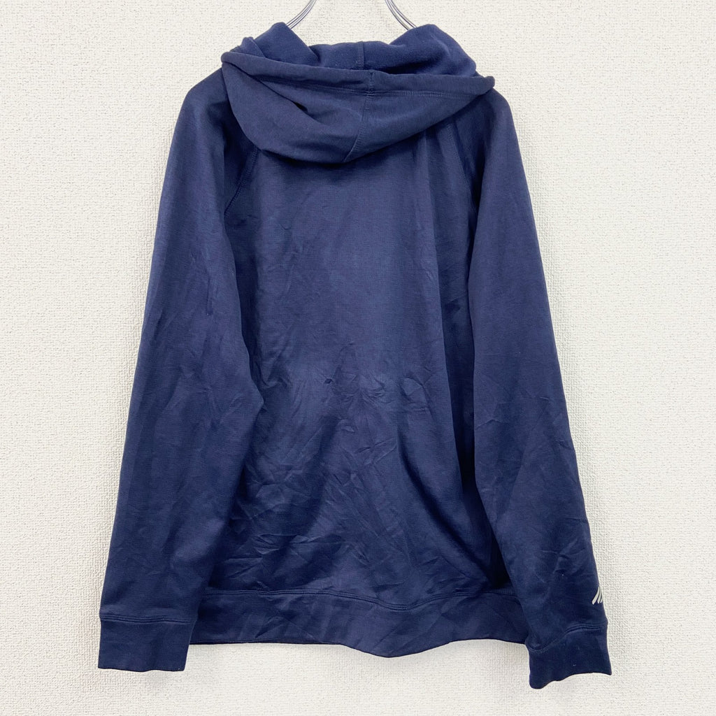 古着 used　Eddie Bauer　長袖フルジップパーカー　裏ボア　レトロデザイン　フード　紺　ネイビー　Mサイズ