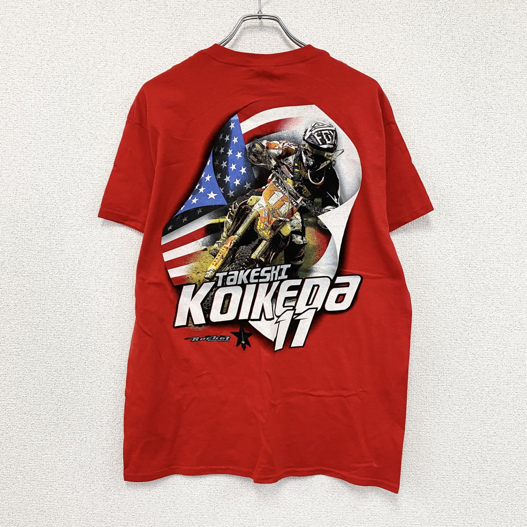 GILDAN　ギルダン　半袖プリントTシャツ　LITZ Racing　モータースポーツ　赤　レッド　Lサイズ