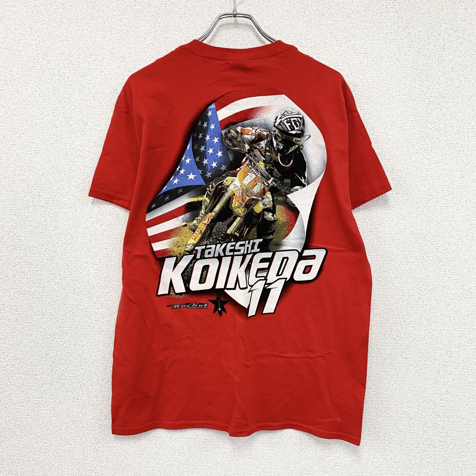 GILDAN　ギルダン　半袖プリントTシャツ　LITZ Racing　モータースポーツ　赤　レッド　Lサイズ