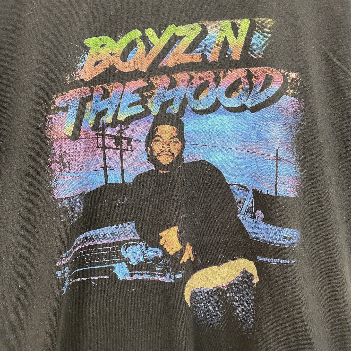 古着 used　ボーイズン・ザ・フッド　半袖ムービープリントTシャツ　映画　レトロデザイン　クルーネック　黒　ブラック　Mサイズ