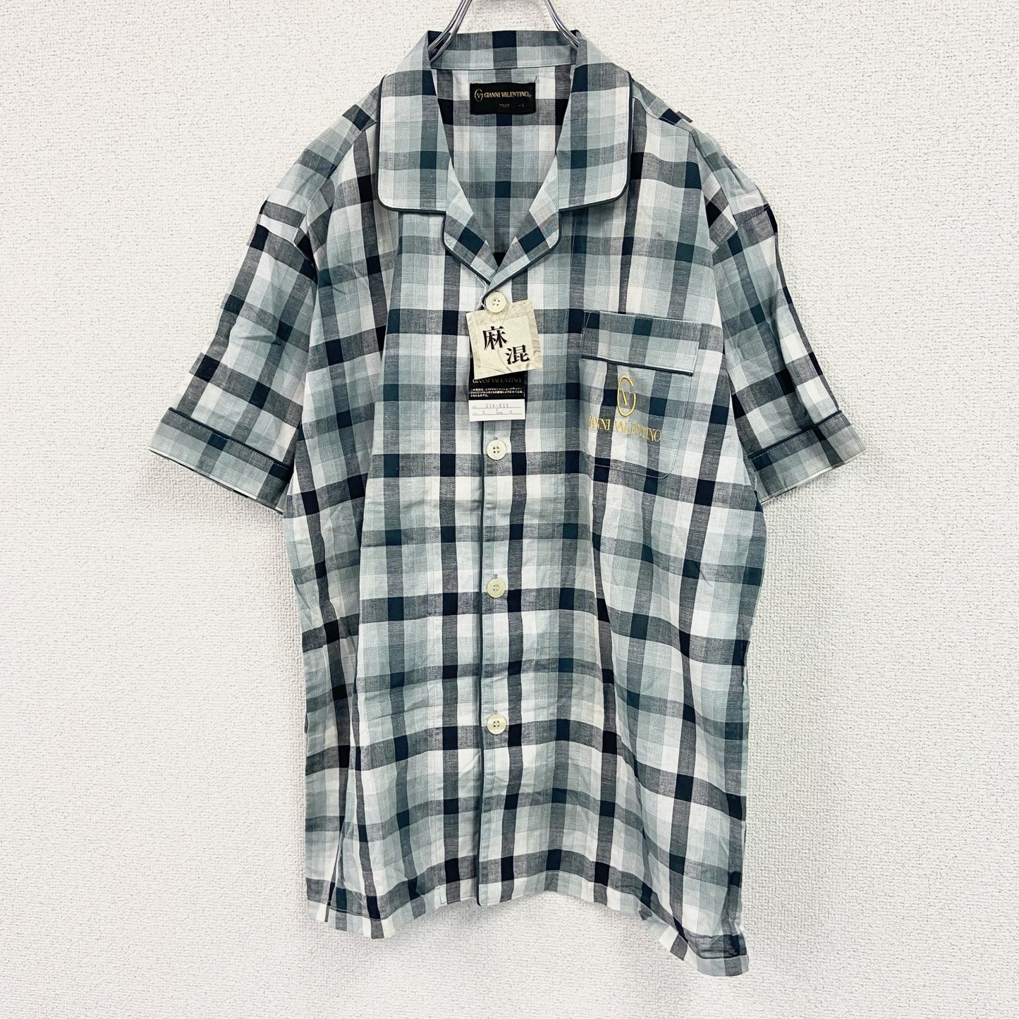GIANNI VALENTINO　ジャンニ バレンティノ　半袖シャツ　チェック柄　マルチカラー　Lサイズ