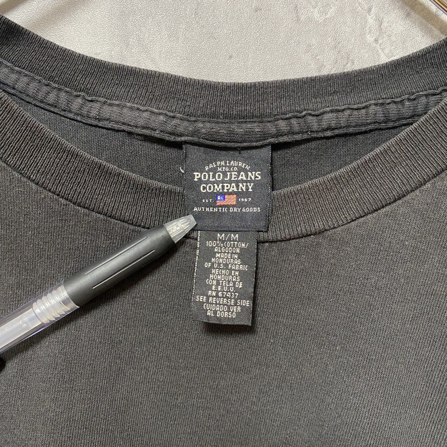 古着 used　POLOJEANS　ポロジーンズ　半袖プリントTシャツ　クルーネック　黒　ブラック　春夏服　Mサイズ