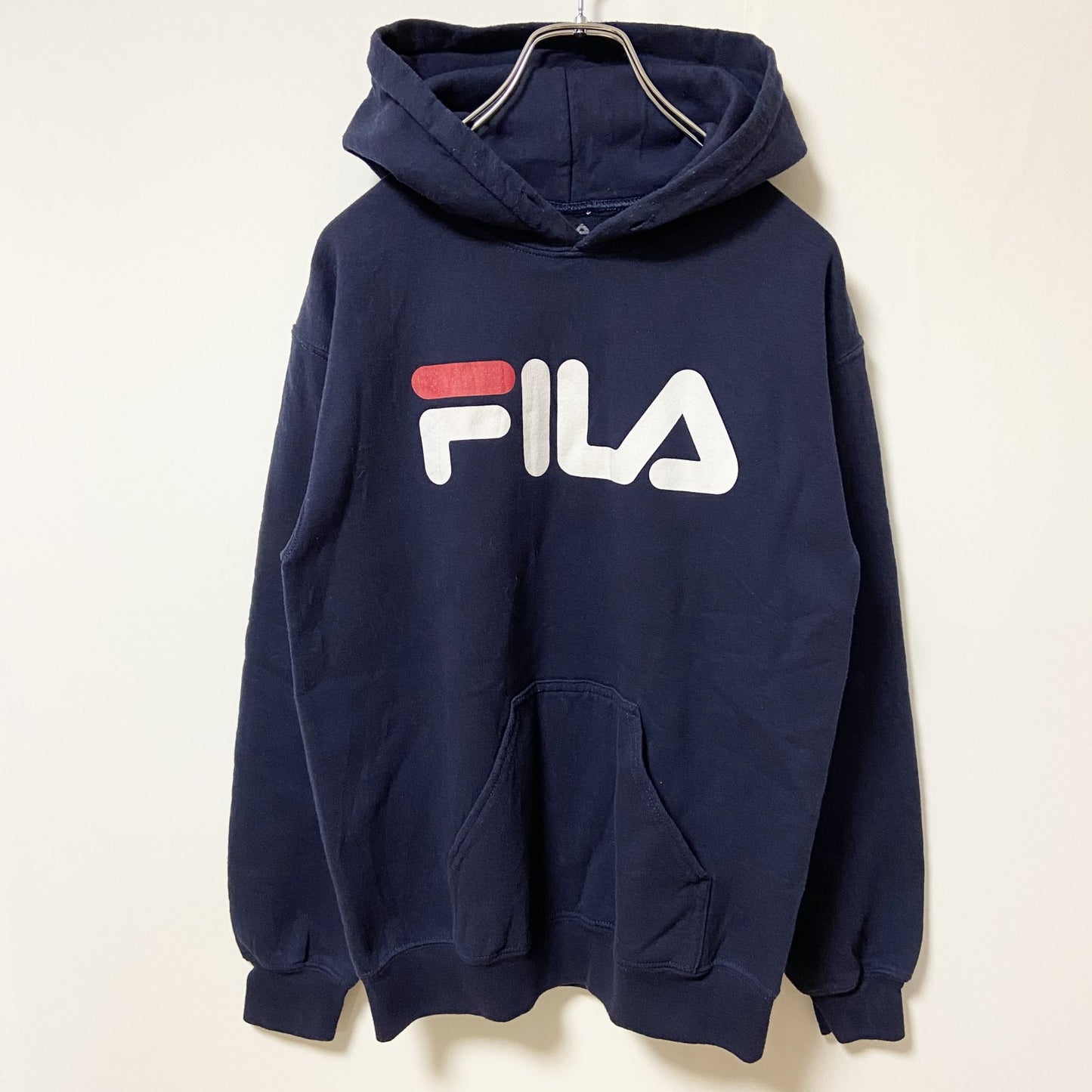 FILA　フィラ　スウェットパーカー/フーディー　デカロゴ　スポーツミックス　ビッグシルエット　紺　ネイビー　Sサイズ