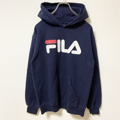 FILA　フィラ　スウェットパーカー/フーディー　デカロゴ　スポーツミックス　ビッグシルエット　紺　ネイビー　Sサイズ