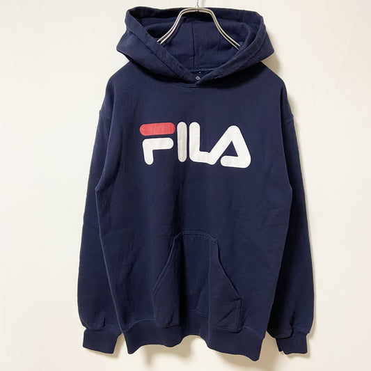 FILA　フィラ　スウェットパーカー/フーディー　デカロゴ　スポーツミックス　ビッグシルエット　紺　ネイビー　Sサイズ