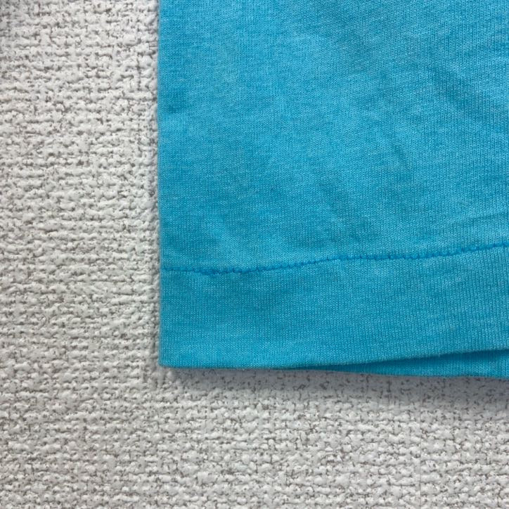 古着 used　80s　FRUIT OF THE LOOM　半袖プリントTシャツ　クルーネック　水色　ライトブルー　XLサイズ