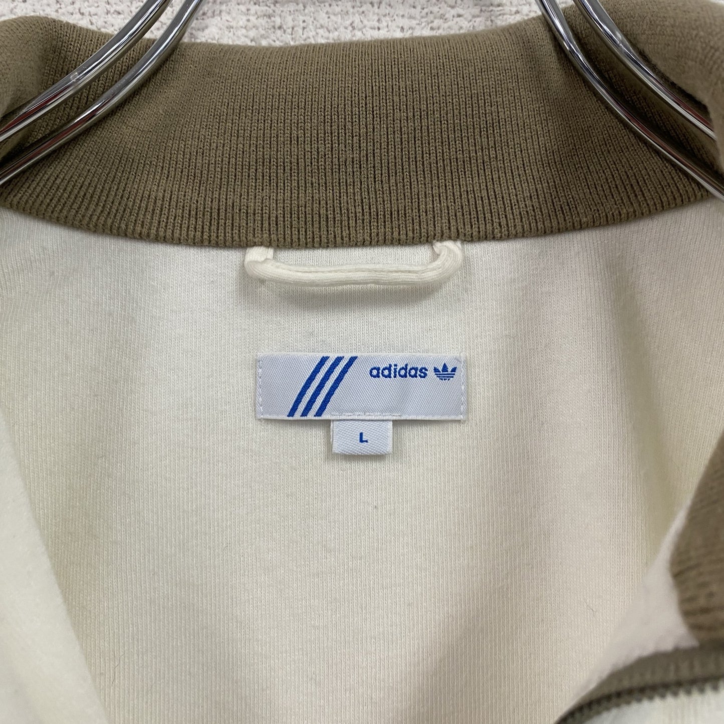00s　adidas　アディダス　トラックジャケット/ジャージ　トレフォイルロゴ　ヴィンテージ　ホワイトー　Lサイズ