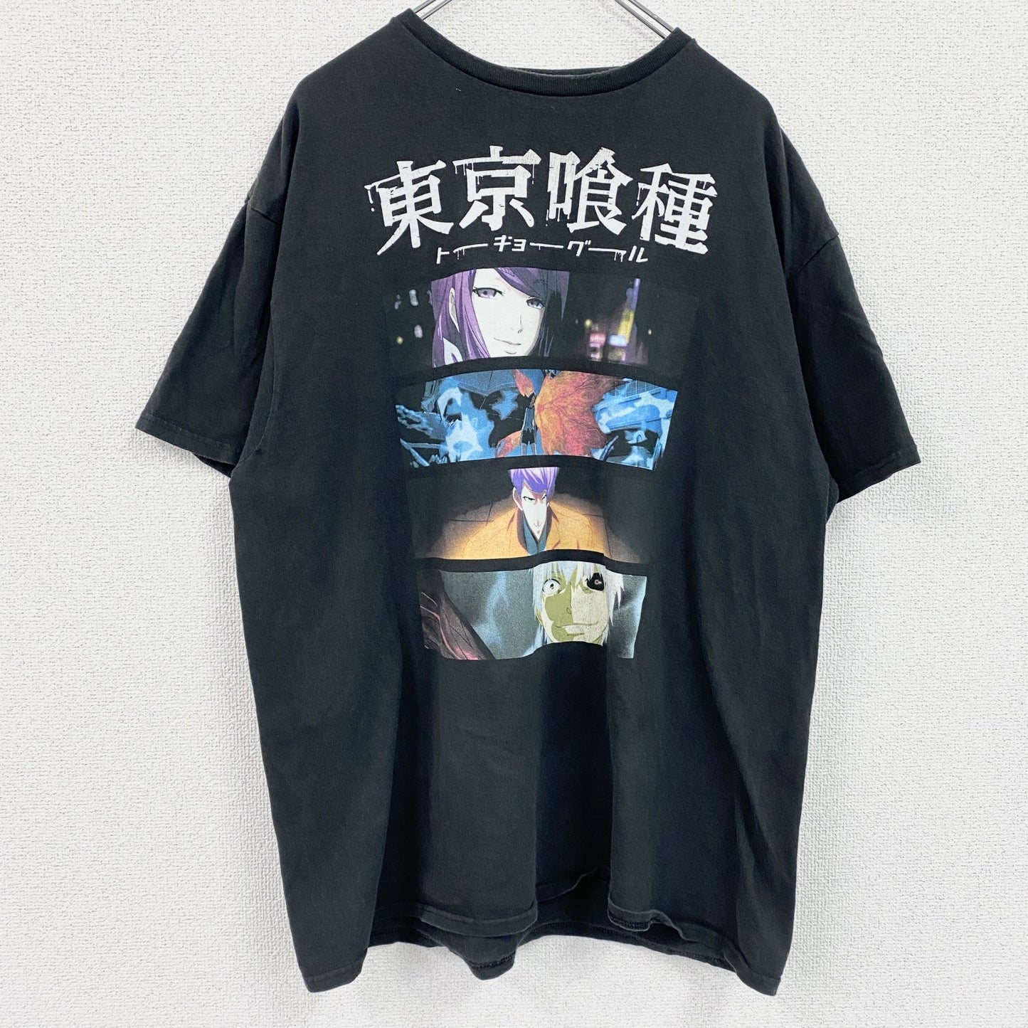 古着 used　東京喰種　トーキョーグール　半袖アニメプリントTシャツ　レトロデザイン　クルーネック　黒　ブラック　XLサイズ