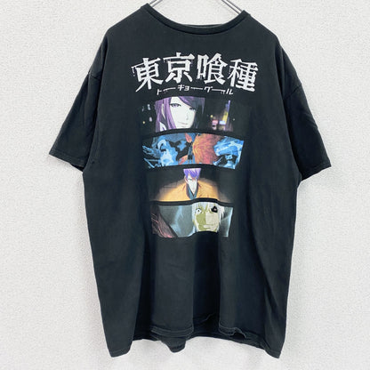 古着 used　東京喰種　トーキョーグール　半袖アニメプリントTシャツ　レトロデザイン　クルーネック　黒　ブラック　XLサイズ