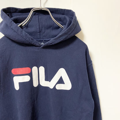 FILA　フィラ　スウェットパーカー/フーディー　デカロゴ　スポーツミックス　ビッグシルエット　紺　ネイビー　Sサイズ