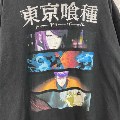 古着 used　東京喰種　トーキョーグール　半袖アニメプリントTシャツ　レトロデザイン　クルーネック　黒　ブラック　XLサイズ