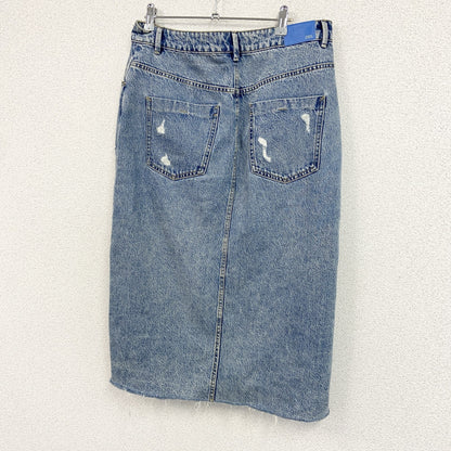 ZARA　ザラ　ダメージデニムスカート　スリット入り　インディゴ　Lサイズ　