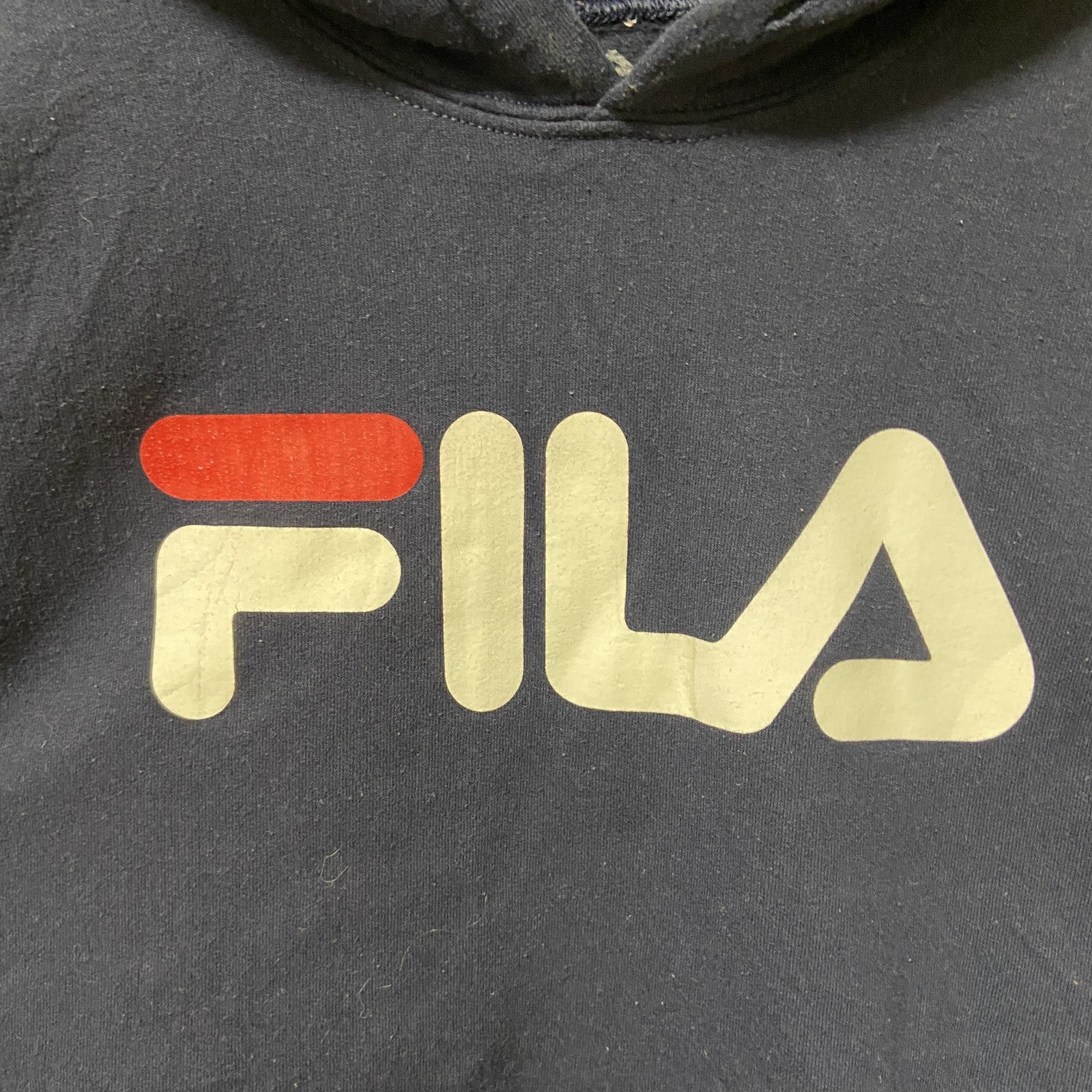 FILA　フィラ　スウェットパーカー/フーディー　デカロゴ　スポーツミックス　ビッグシルエット　紺　ネイビー　Sサイズ