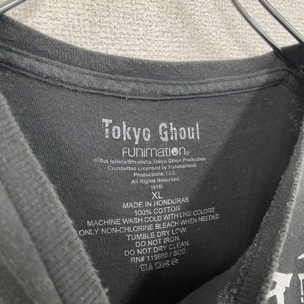 古着 used　東京喰種　トーキョーグール　半袖アニメプリントTシャツ　レトロデザイン　クルーネック　黒　ブラック　XLサイズ