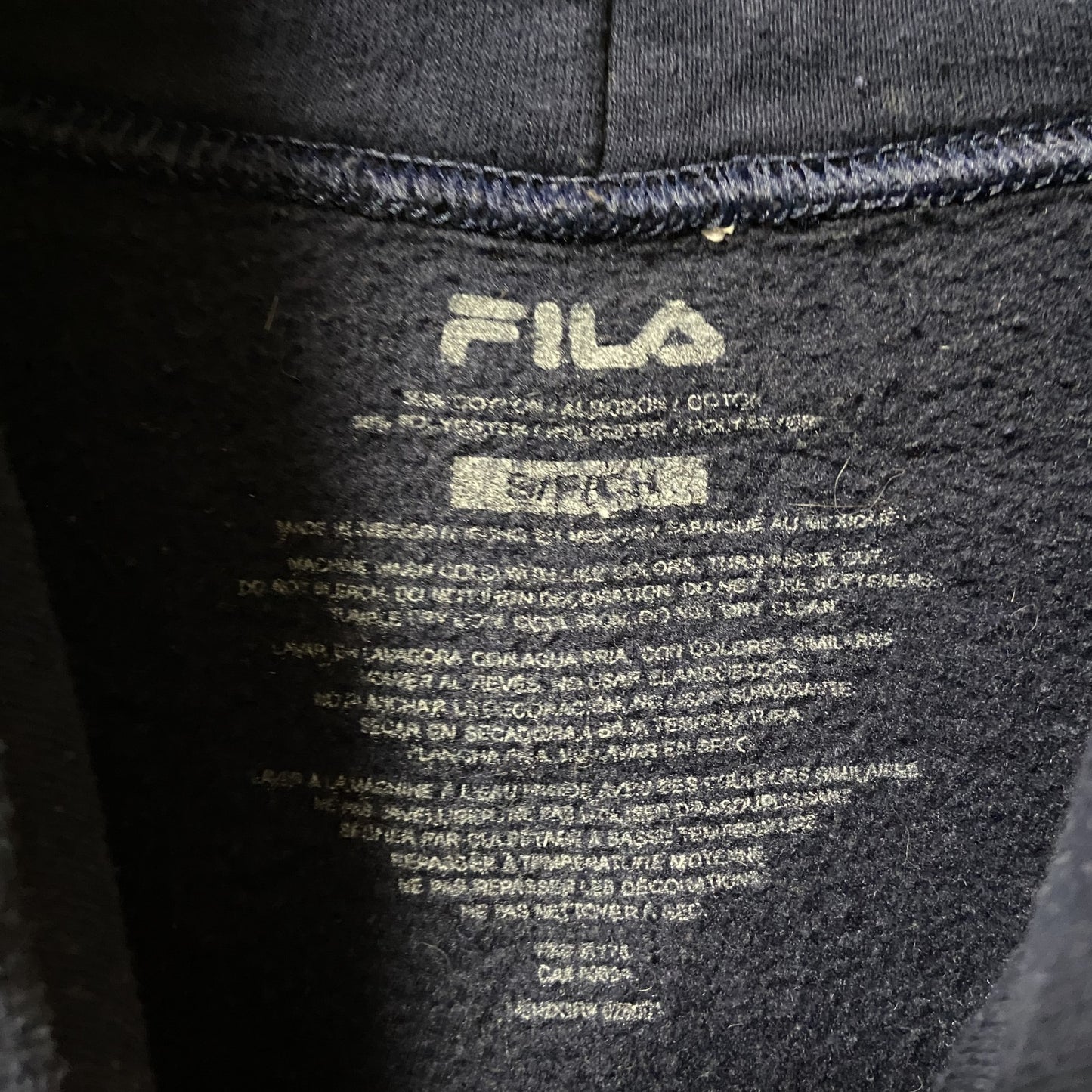 FILA　フィラ　スウェットパーカー/フーディー　デカロゴ　スポーツミックス　ビッグシルエット　紺　ネイビー　Sサイズ