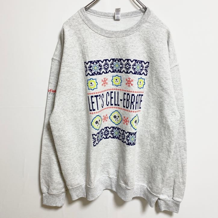 古着 used　JERZEES ジャージーズ　長袖プリントスウェット　トレーナー　ノルディック　霜降りカラー　レトロ　Lサイズ