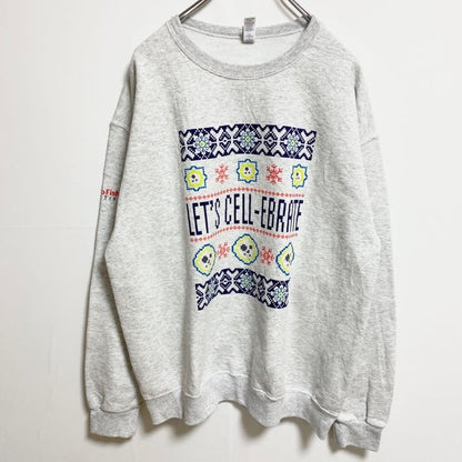古着 used　JERZEES ジャージーズ　長袖プリントスウェット　トレーナー　ノルディック　霜降りカラー　レトロ　Lサイズ