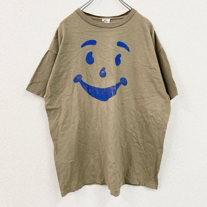 古着 used　DELTA　PRO WEIGHT　半袖プリントTシャツ　クルーネック　クールエイドマン　カーキー　XLサイズ