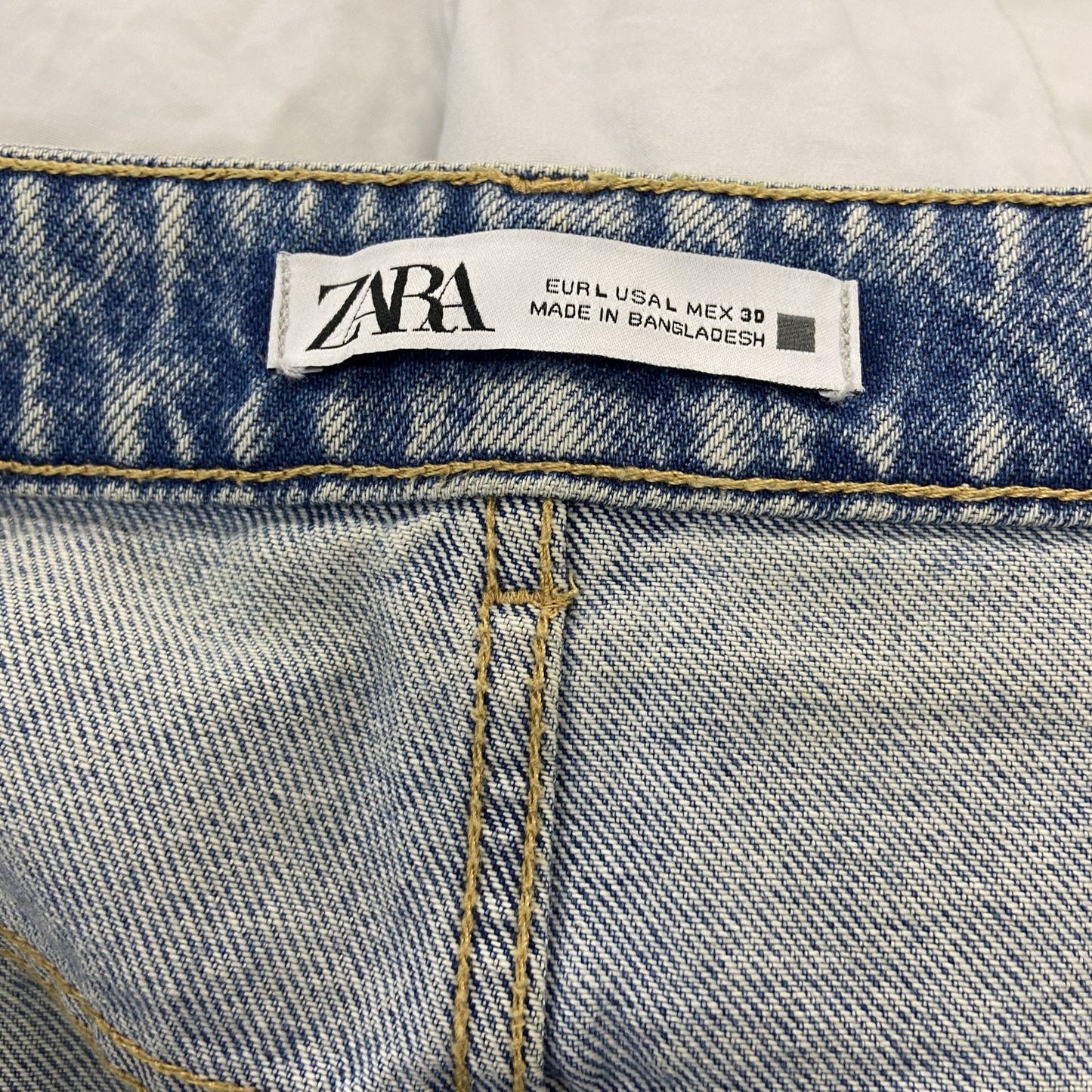 ZARA　ザラ　ダメージデニムスカート　スリット入り　インディゴ　Lサイズ　