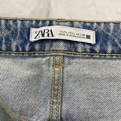 ZARA　ザラ　ダメージデニムスカート　スリット入り　インディゴ　Lサイズ　